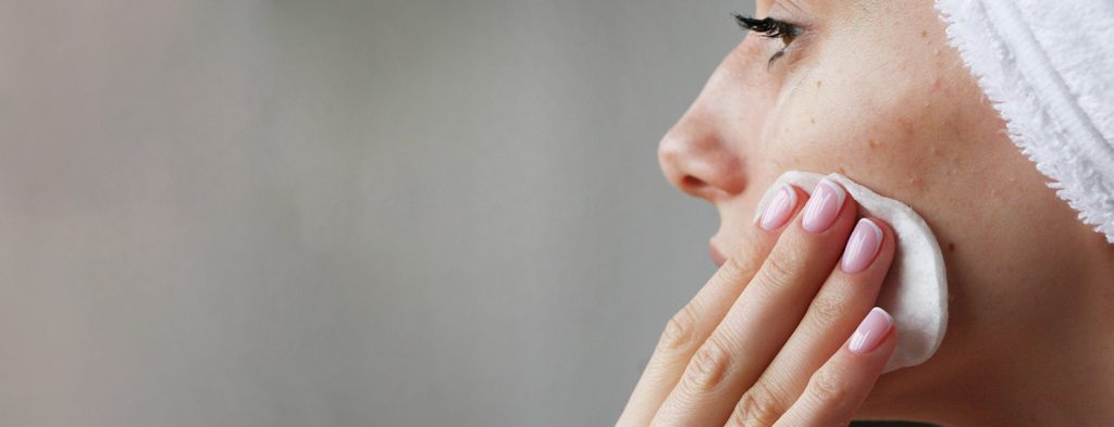 Woman doing skincare routine